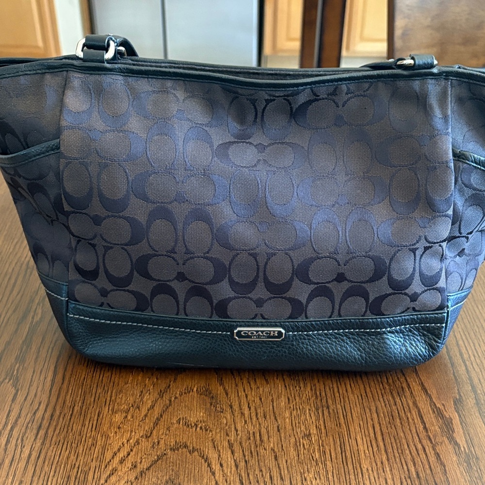 Coach Black and Dark Gray Shoulder Bag